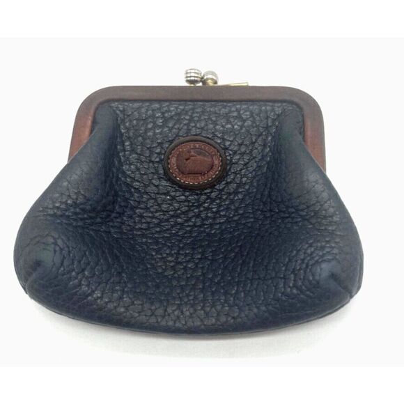 Dooney & Bourke Handbags - VINTAGE DOONEY & BOURKE KISSLOCK BLACK PEBBLED LEATHER COIN CHANGE PURSE